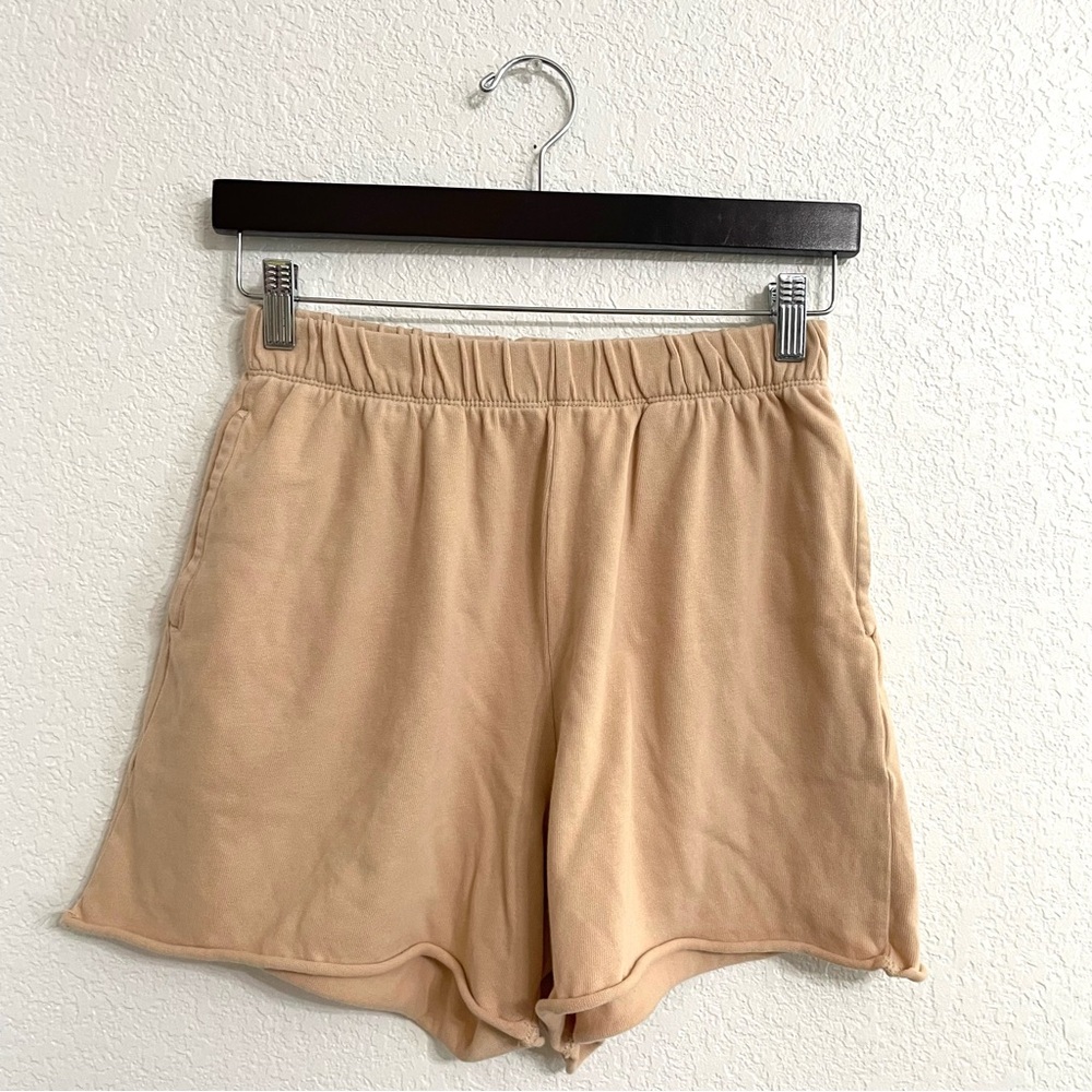 Aerie Womens Shorts Beige Tan Pull On Lounge Cut Off Pockets Size Small